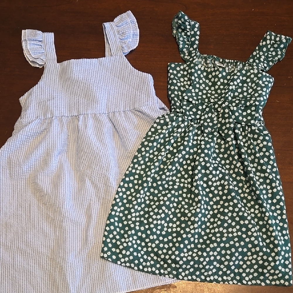 Kids' Blue and Green Dresses Set